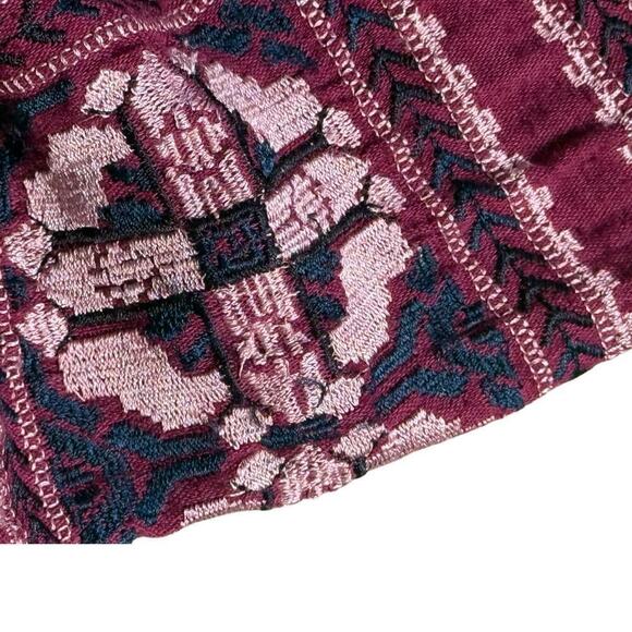 Free People All My Life Wine Embroidered Smocked Mini Dress Women’s XS Boho Chic - Picture 11 of 13